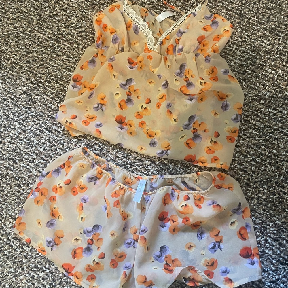 Floral Sleeveless Top and Shorts Set sleep